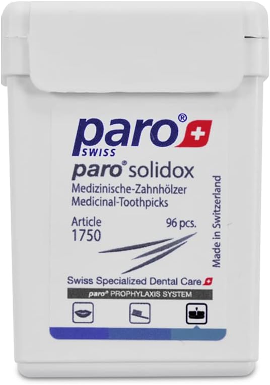 Paro 71750 Solid Stuzz DPP P | Double Pointed Wooden Toothpicks | Medium Interdental Toothpick | 96 Pieces of Wooden Sticks
