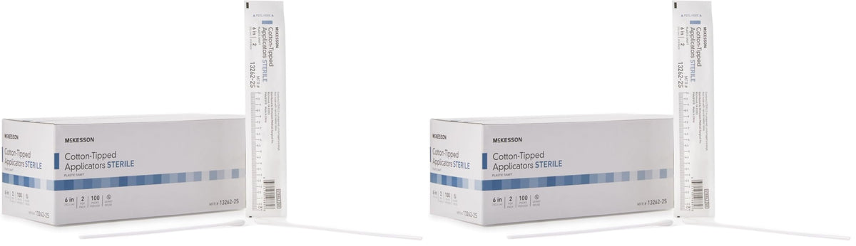 McKesson Cotton Tipped Applicator, Long Sterile Medical Swabs, 6 in, 200 ct
