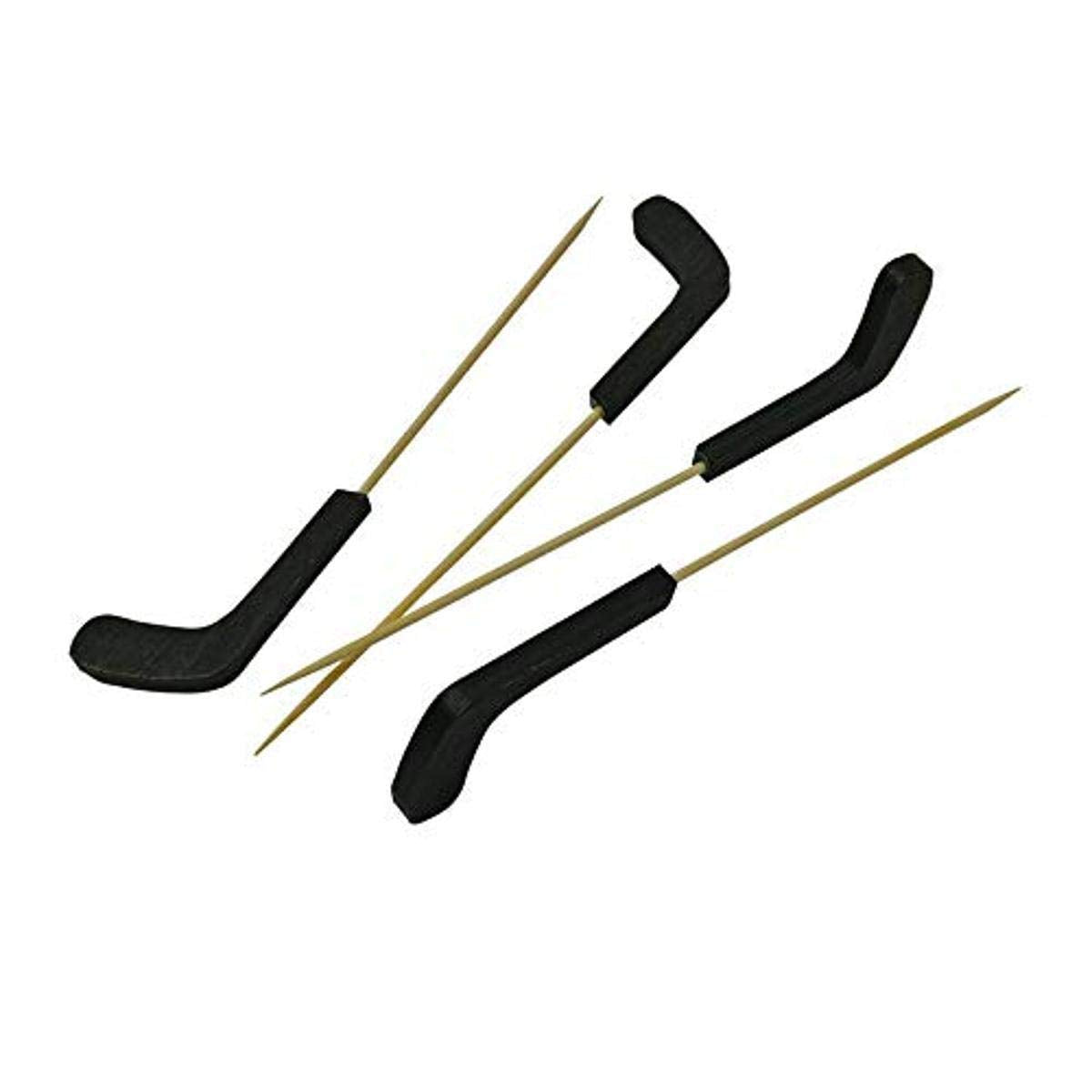 PacknWood 210BBHOCKEY-Bamboo Hockey Picks,Biodegradable Wood Skewer Sticks for Appetizers,Black End Bamboo Picks Fruit Sticks Fancy Bamboo Cocktail Toothpicks for Appetizers,Drinks 4.72”| Case of 1000