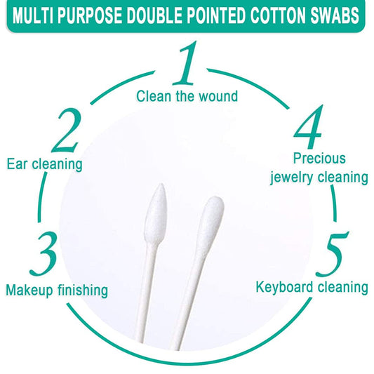 400 Pack Cotton Swab Individually Wrapped, Individually Wrapped Double Tipped Cotton Swabs Paper Sticks Cotton Buds(White, Round/Pointed End)