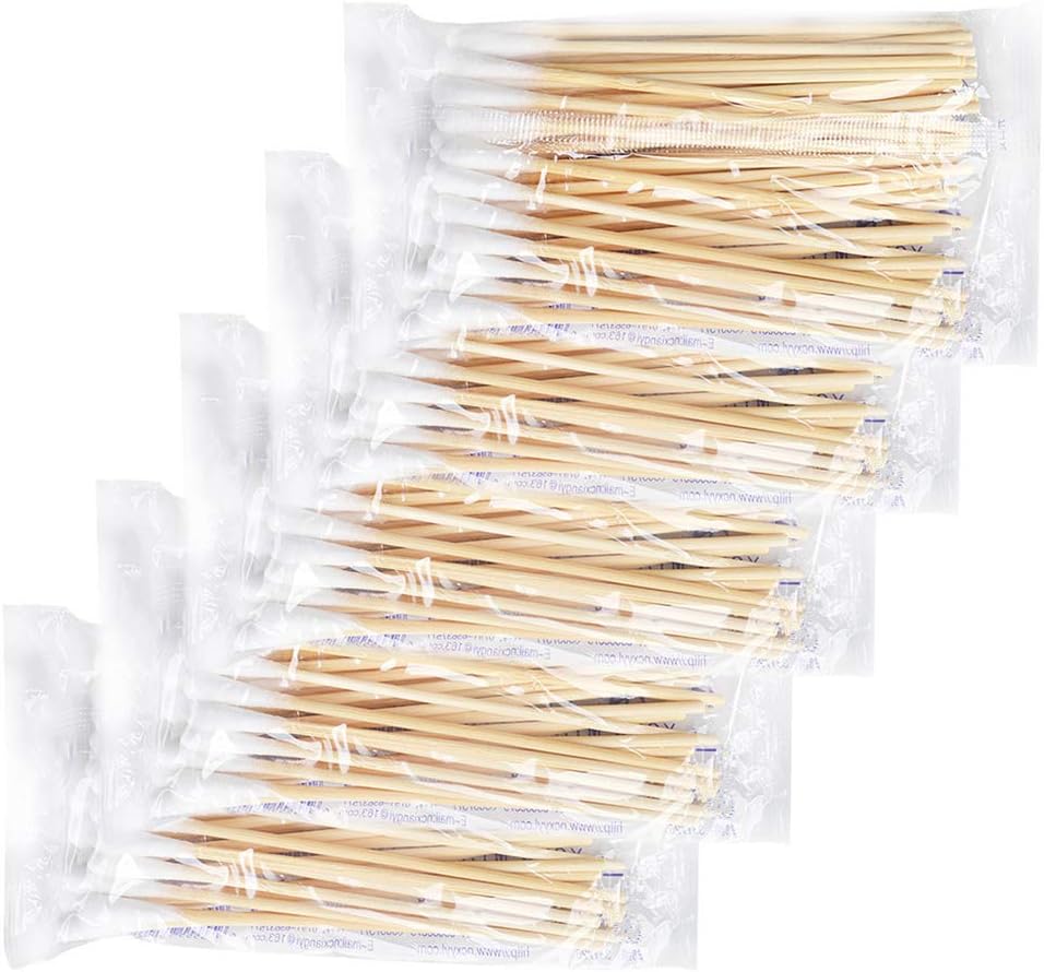 Kingzhuo 1000pcs Cotton Swabs 4" Wood Stick for Medical Wound Care Skin Clean Widely Used at School Office Home (4" 1000pcs)