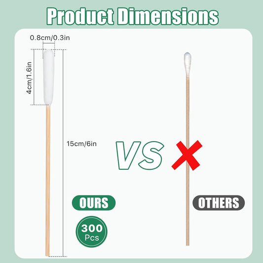 Dog Qtips, 6"Cotton Swabs with Long Bamboo Handle Sticks for Dog Ear Care