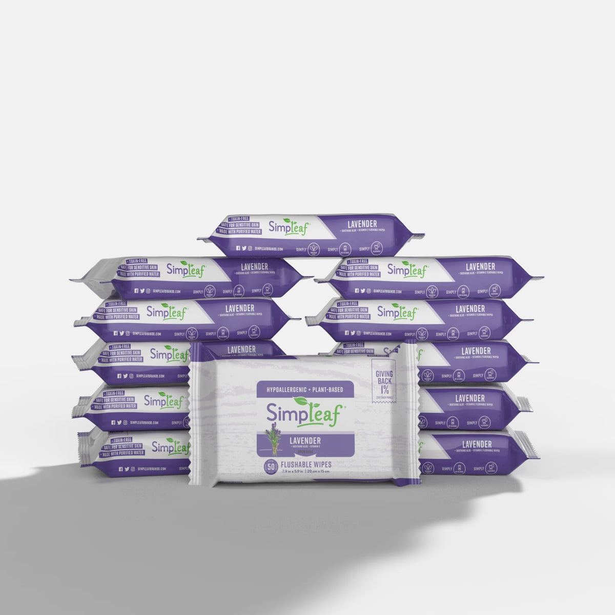 Simpleaf Flushable Wet Wipes Aloe Vera | Plastic Free, Paraben & Alcohol Free | Hypoallergenic & Safe for Sensitive Skin | Soothing Aloe Formula | Adult Toilet Wipes (6 x 50 Count Pack) 300 Count