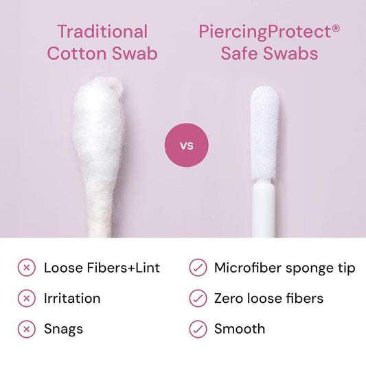 Piercing Care Swabs Tips | Reduce Bumps & Irritation Microfiber Sponge Tips + No lint For Faster Recovery (100 count) PiercingProtect™