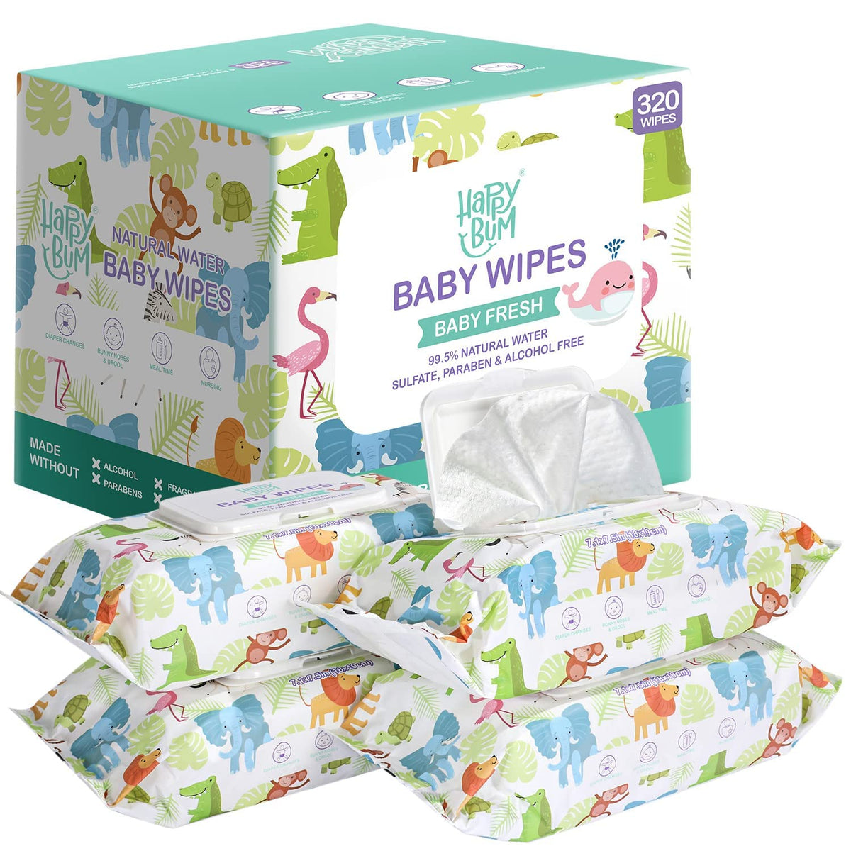Baby Wet Wipes Unscented - Extra Large Size, Durable, 99% Water-Based & Gentle on Sensitive Skin for Face & Body,640 Count (8 Packs of 80)