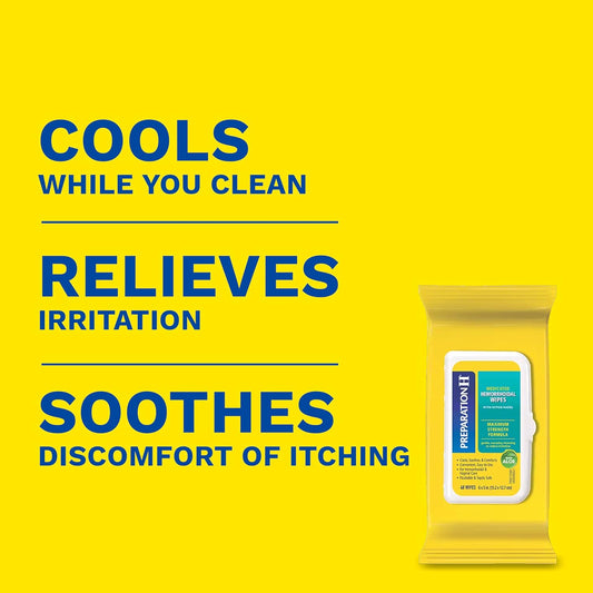 Preparation H Hemorrhoid Flushable Wipes with Witch Hazel for Skin Irritation Relief - 48 Count (Pack of 4)