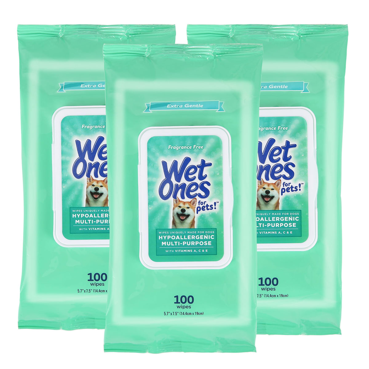 Wet Ones for Pets Hypoallergenic Dog Wipes with Vitamins, 100 Count, 3-Pk