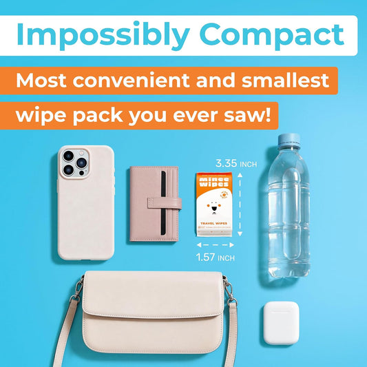 Impossibly Compact Travel Wipes - 99.5% Water - Safe for Sensitive Skin & Hypoallergenic, Resealable, Thick & Durable - For Adults & Kids - Unscented, 30 Pack Total 180 Wipes