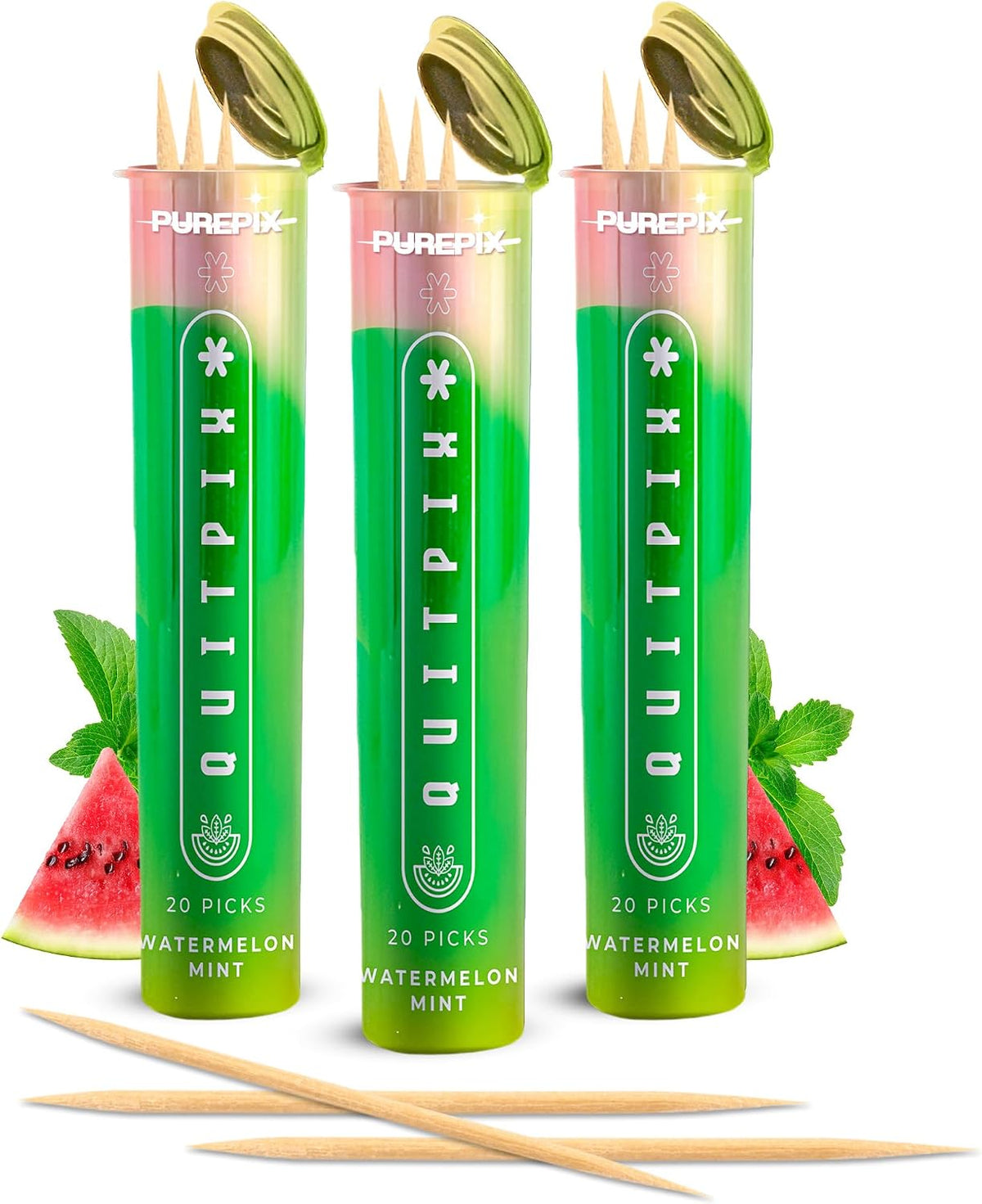 PurePix QuitPix Wintergreen Flavored Toothpicks, 3-Pack, 60 Count