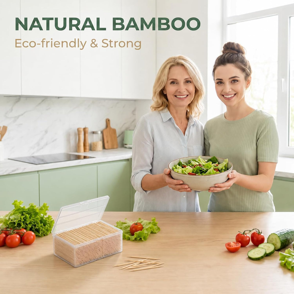 25200 Pcs Bamboo Wooden Toothpicks, Double Sided