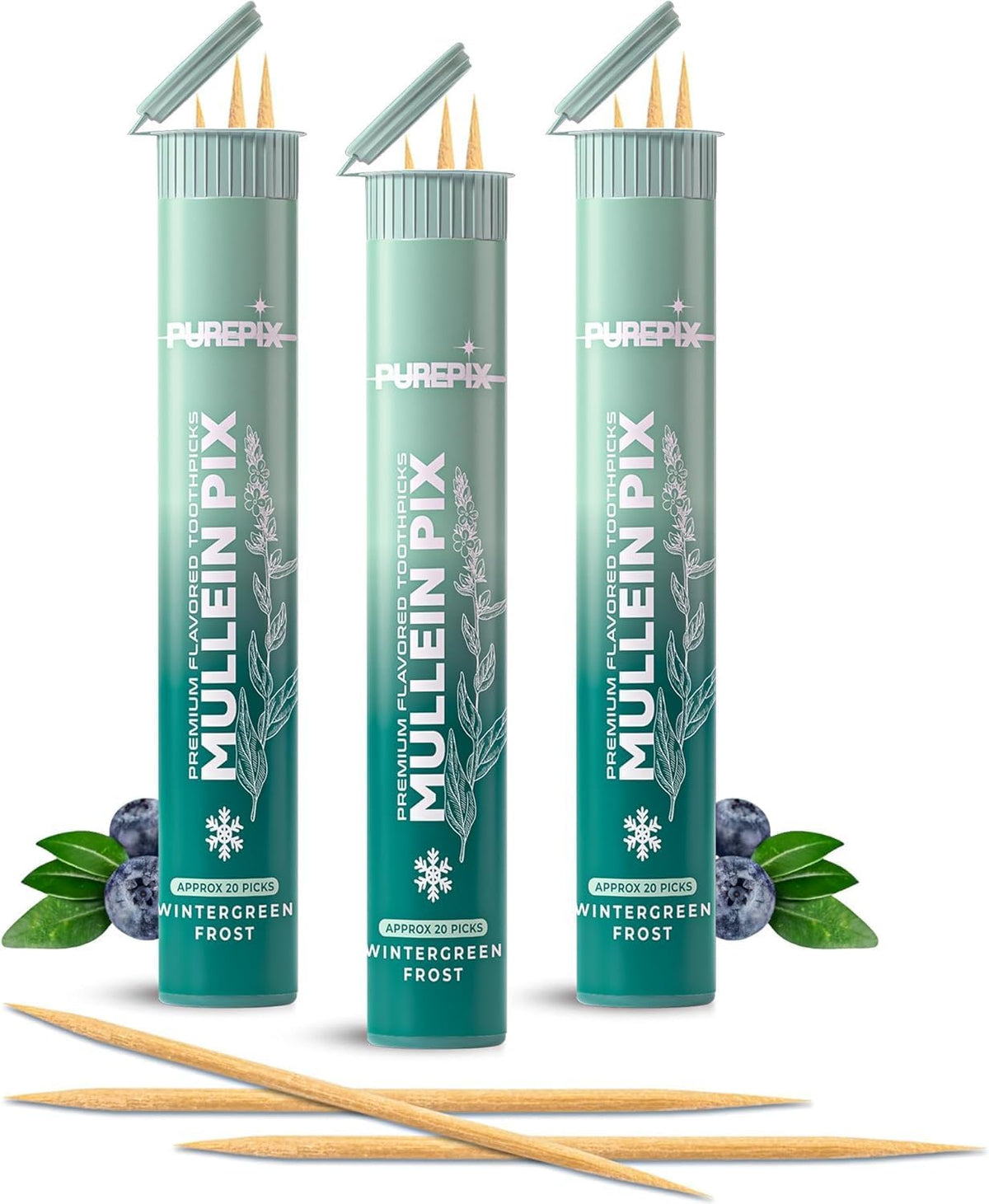 PurePix Mullein Pix Flavored Toothpicks, 5-Flavor Variety Pack