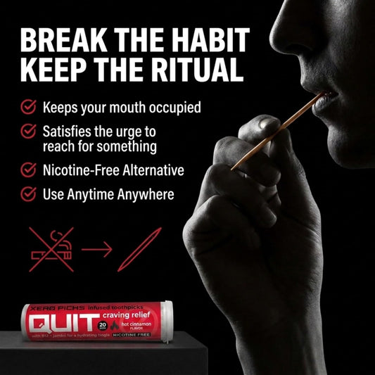 Xero Picks Infused Flavored Toothpicks to Help Quit Smoking - Nicotine Free - 60 Picks (3 Packs) (Hot Cinnamon) Non-GMO Kosher Vegan