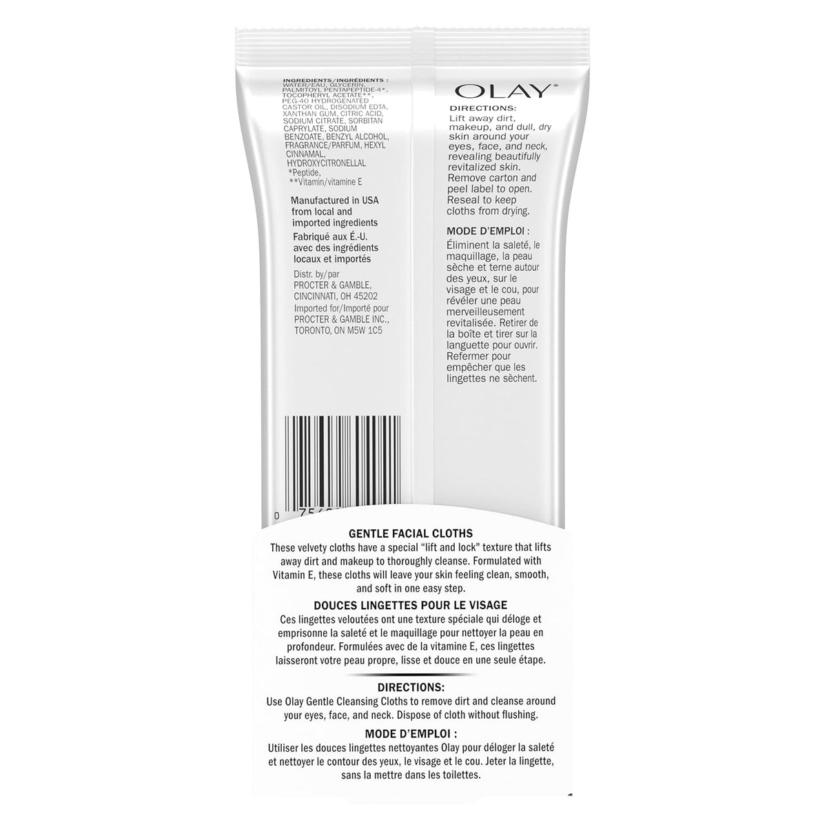 Olay Makeup Remover Wipes, Regenerist Micro-Exfoliating Wet Cleansing Cloths, Facial Cleanser for Women - Exfoliates, Refreshes, Smooths Texture, Travel Approved, 30 ct - 3 Pack