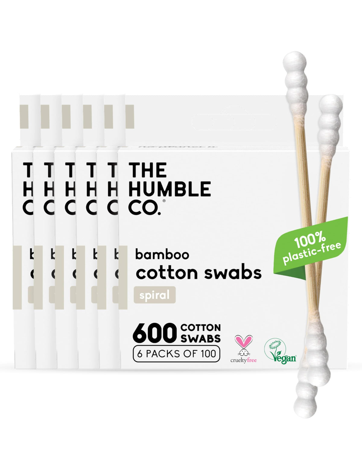 The Humble Co. Bamboo Cotton Swabs, Ear Cleaning, White (600 Count)