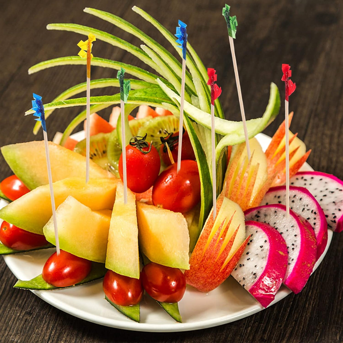4 Inch Wood Frill Picks Toothpicks,2800 Pcs Cocktail Picks Sandwiches Picks