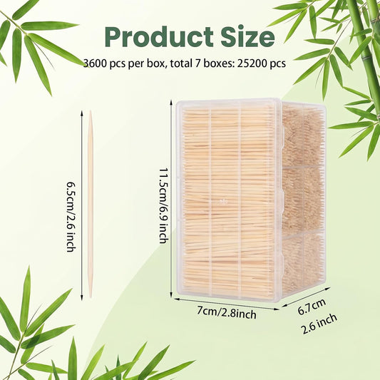 25200 Pcs Bamboo Wooden Toothpicks, Double Sided
