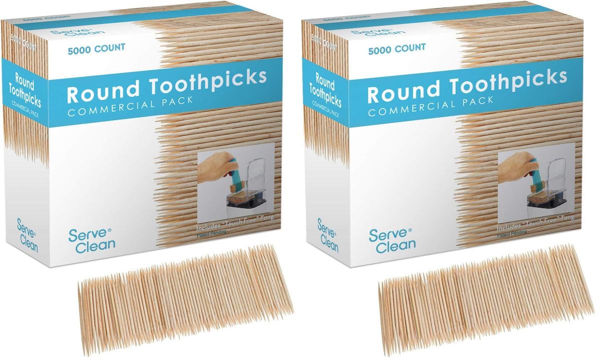 5000 Count White Birch Wood Double Point Toothpicks (NOT Bamboo)