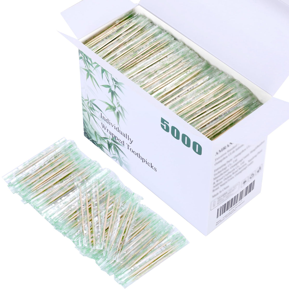 Individually Wrapped Toothpicks - AMRANKUO 5000 Count Bulk Bamboo Wooden Toothpicks | Splinter-Free, Sanitary & Portable for Travel, Restaurants, Parties | Wood Toothpicks