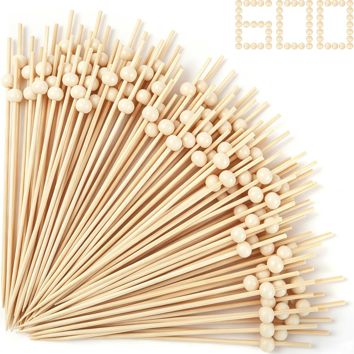 1000PCS Cocktail Picks, Natural Wooden Ball Fancy Toothpicks for Appetizers