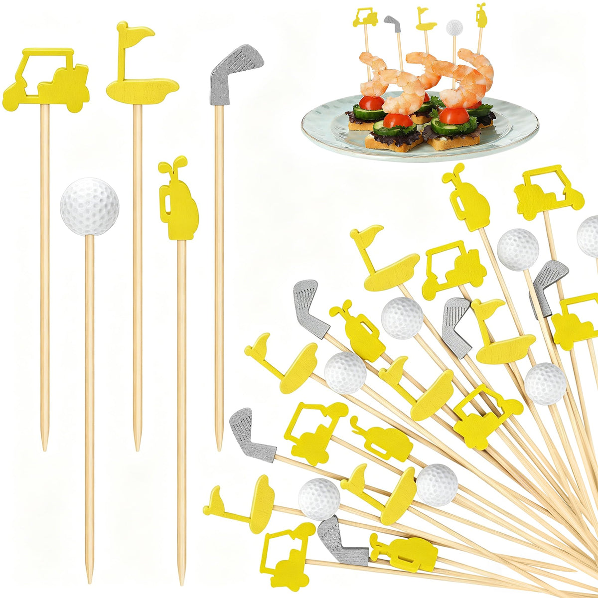 Aodaer 200 Pieces Oktoberfest Wooden Cocktail Picks Appetizer Fruits Bamboo Toothpicks Decorative Cocktail Sticks with Bavarian Flag for Fruits Dessert Appetizer Party Supplies