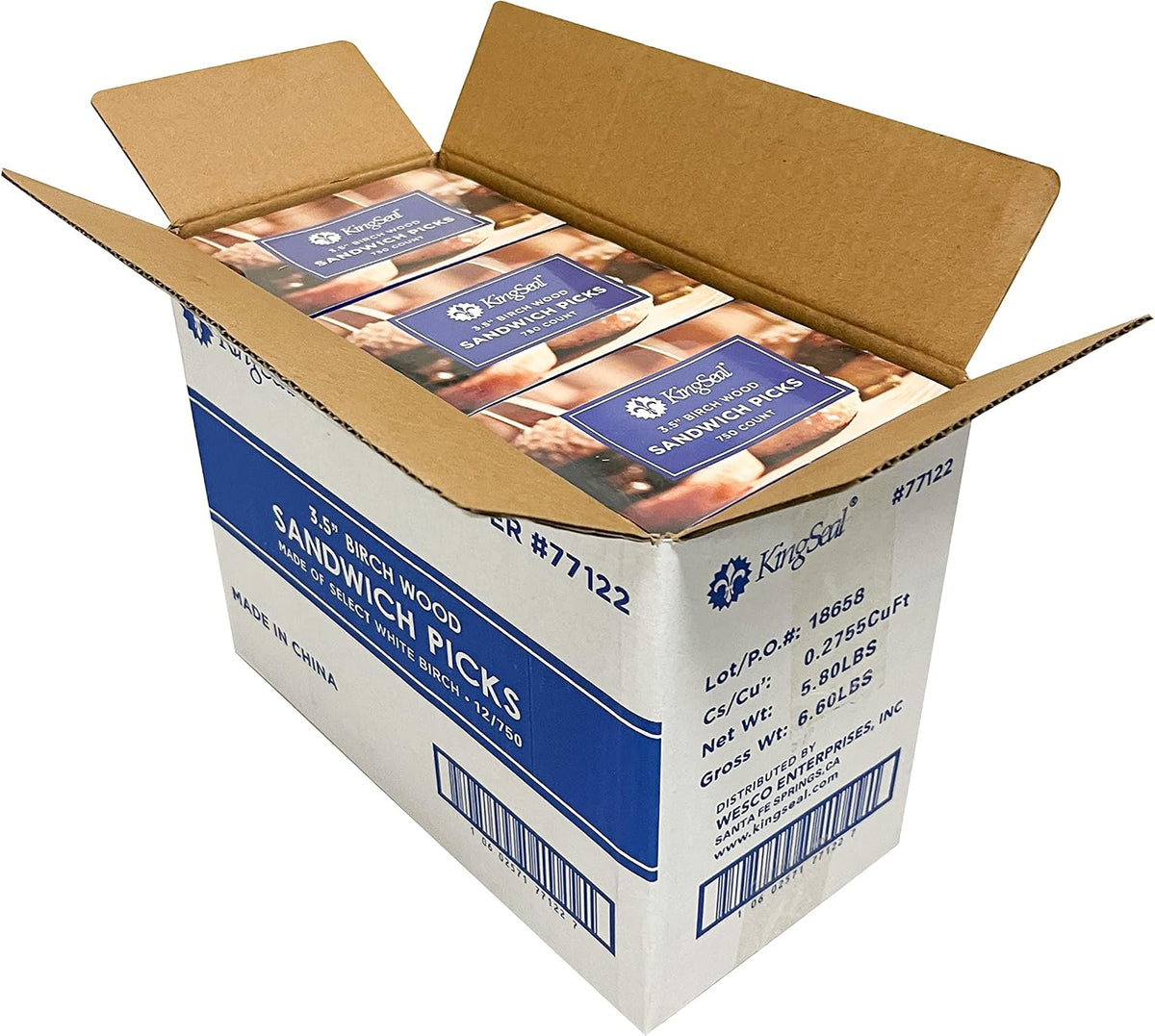 3000 Count | KingSeal Natural Birch Wood Sandwich Picks, Appetizer Picks, Salon Waxing Sticks, 3.5 Inch Length, Plain, Eco-Friendly - 4 Packs x 750