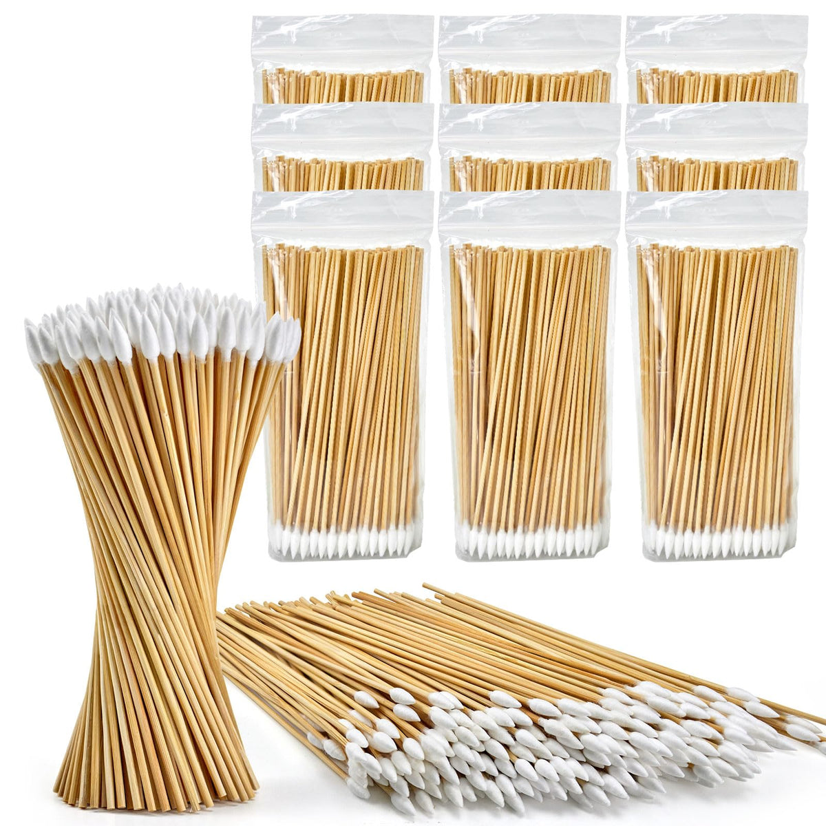 1000PCS 6 Inch Cotton Swabs, Long Cotton Swab with Bamboo Sticks