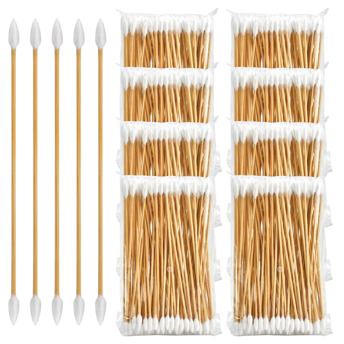 Gun Cleaning Swabs, FSC Bamboo Handle, 6-Inch Double-Ended