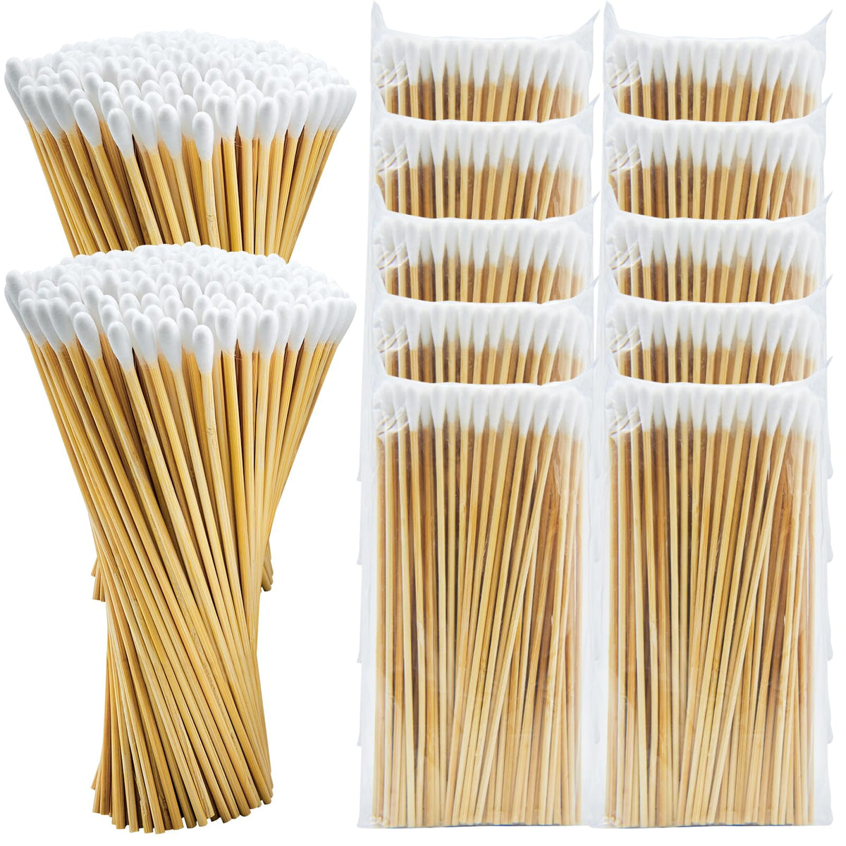 1000 Count 6 Inch Round-tip Long Cotton Swabs with Durable Stem