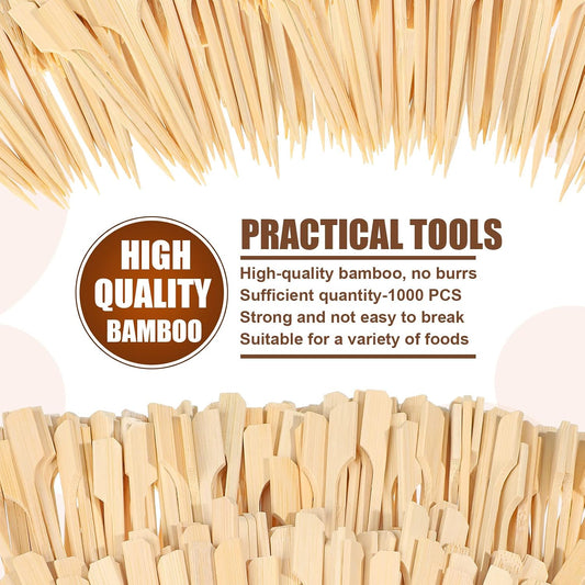 Chengu 1000 Pcs Bamboo Skewers 3.5 Inch Paddle Wooden Sticks