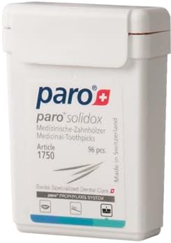Paro Solidox | Double Pointed Wooden Toothpicks | Medium Interdental Toothpick | 96 Pieces of Wooden Sticks | 12 Pack