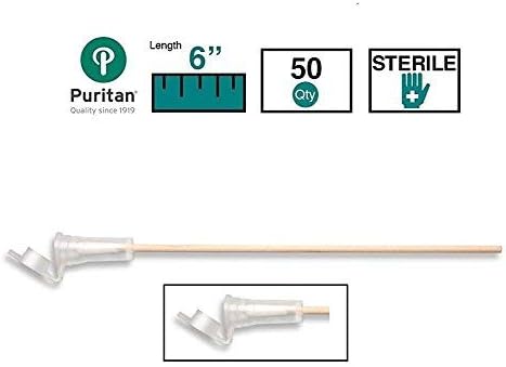 Puritan Medical Cap-Shure 6" Sterile Standard Cotton Swab w/Tip Protector & Wood Handle - 25-806 1WC EC - Box of 50