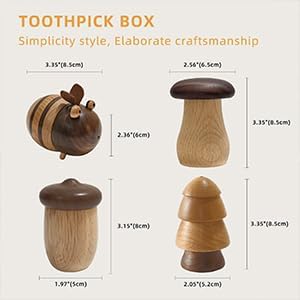 EAEDMY Cute Mushroom Toothpicks Holder with 390 Pcs Toothpicks, Cactus Toothpick Holder Dispenser for Home Kitchen Table Decor Accessories, Warm and Unique Gifts (1.Mushroom X 2)