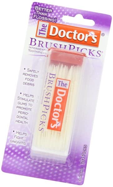 The Doctor's BrushPicks Interdental Toothpicks, Soft Rubber Dental Picks for Teeth Cleaning, Removes Food Debris, Stimulates Gums, Helps Fight Gingivitis, 120 Count (Pack of 12)