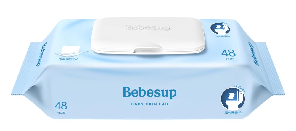 BEBESUP- Korea’s #1 Zero Harsh Chemicals Baby Wipes- Water Based Hypoallergenic Unscented Extra-Thick Organic baby wipes for sensitive skin Zero skin irritants Flip-Top 640 Count (8 Packs)