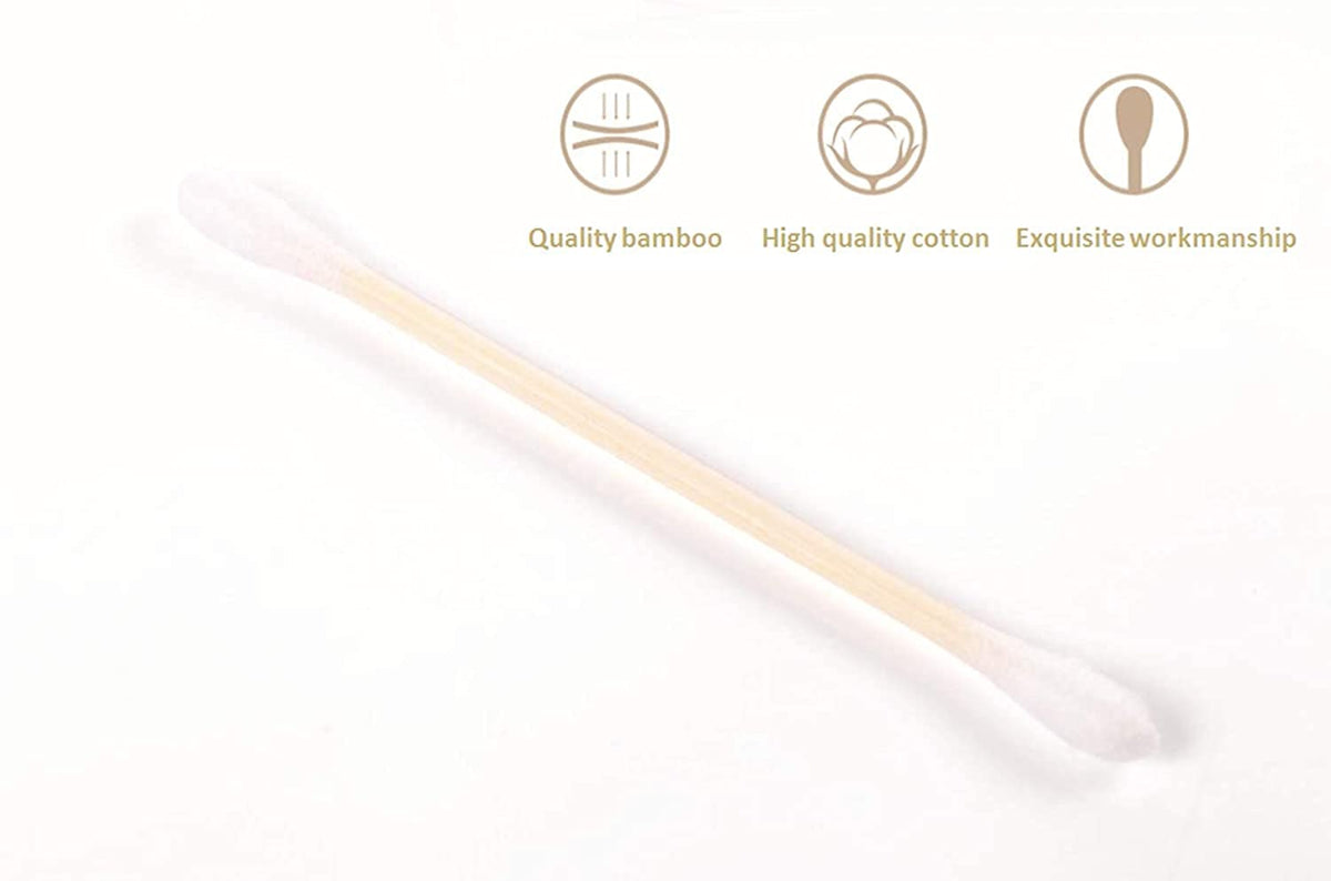 1500pcs Natural Bamboo Cotton Buds,Organic Biodegradable Cotton Swabs