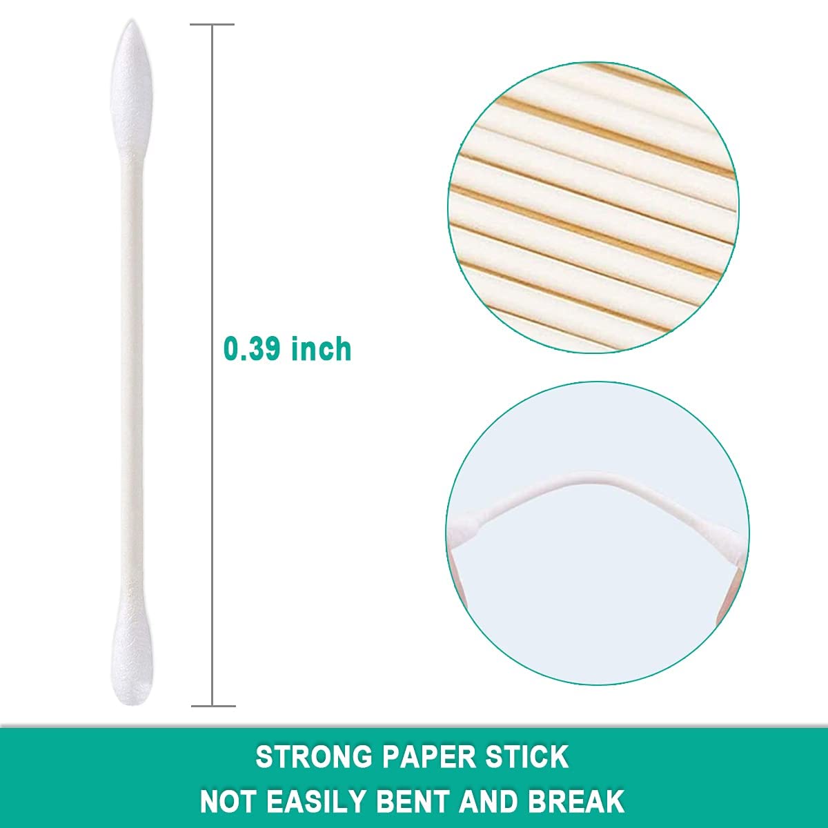 400 Pack Cotton Swab Individually Wrapped, Individually Wrapped Double Tipped Cotton Swabs Paper Sticks Cotton Buds(White, Round/Pointed End)