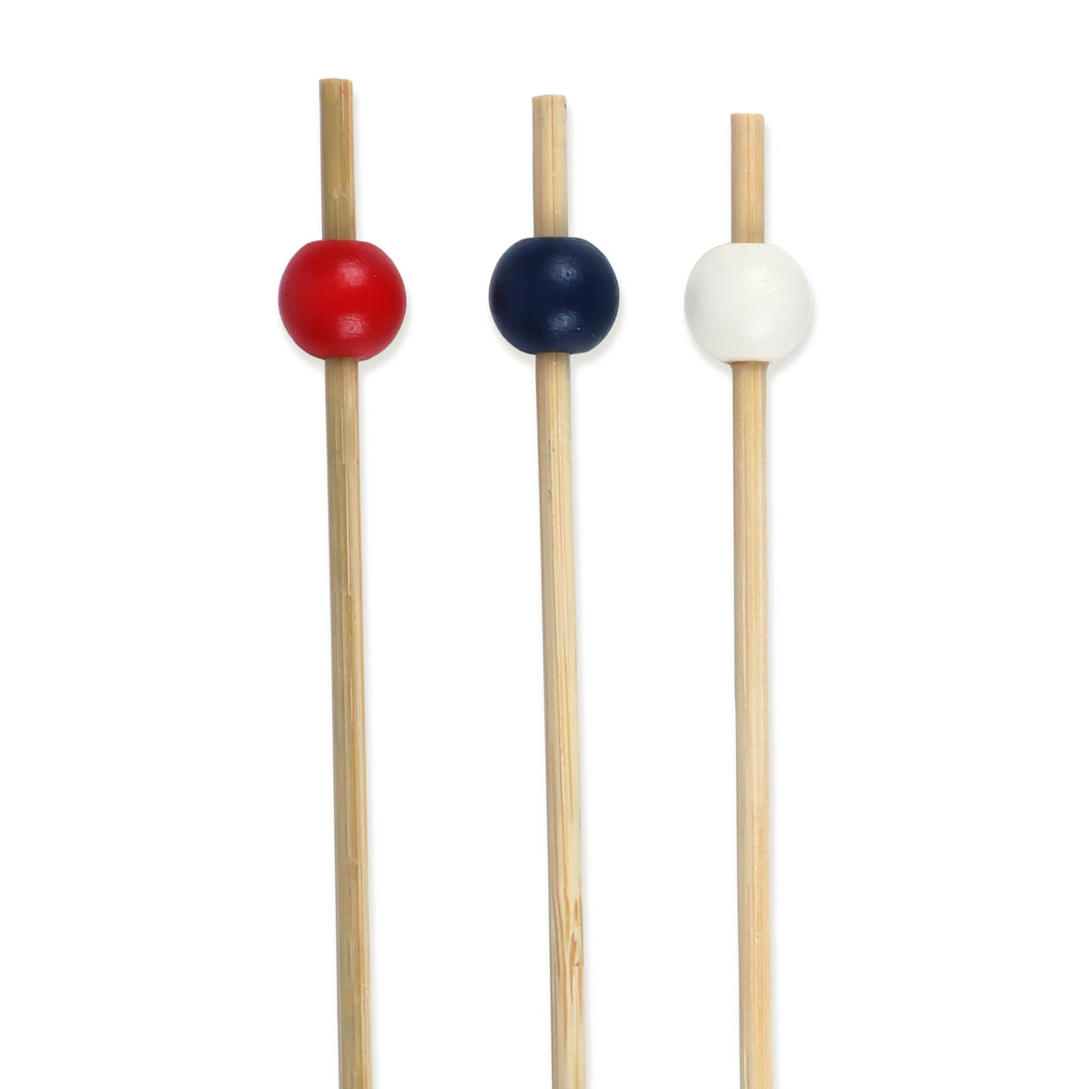 BambooMN Ball End Cocktail Picks - 3" (7.62cm) - Clear - 100 Pieces