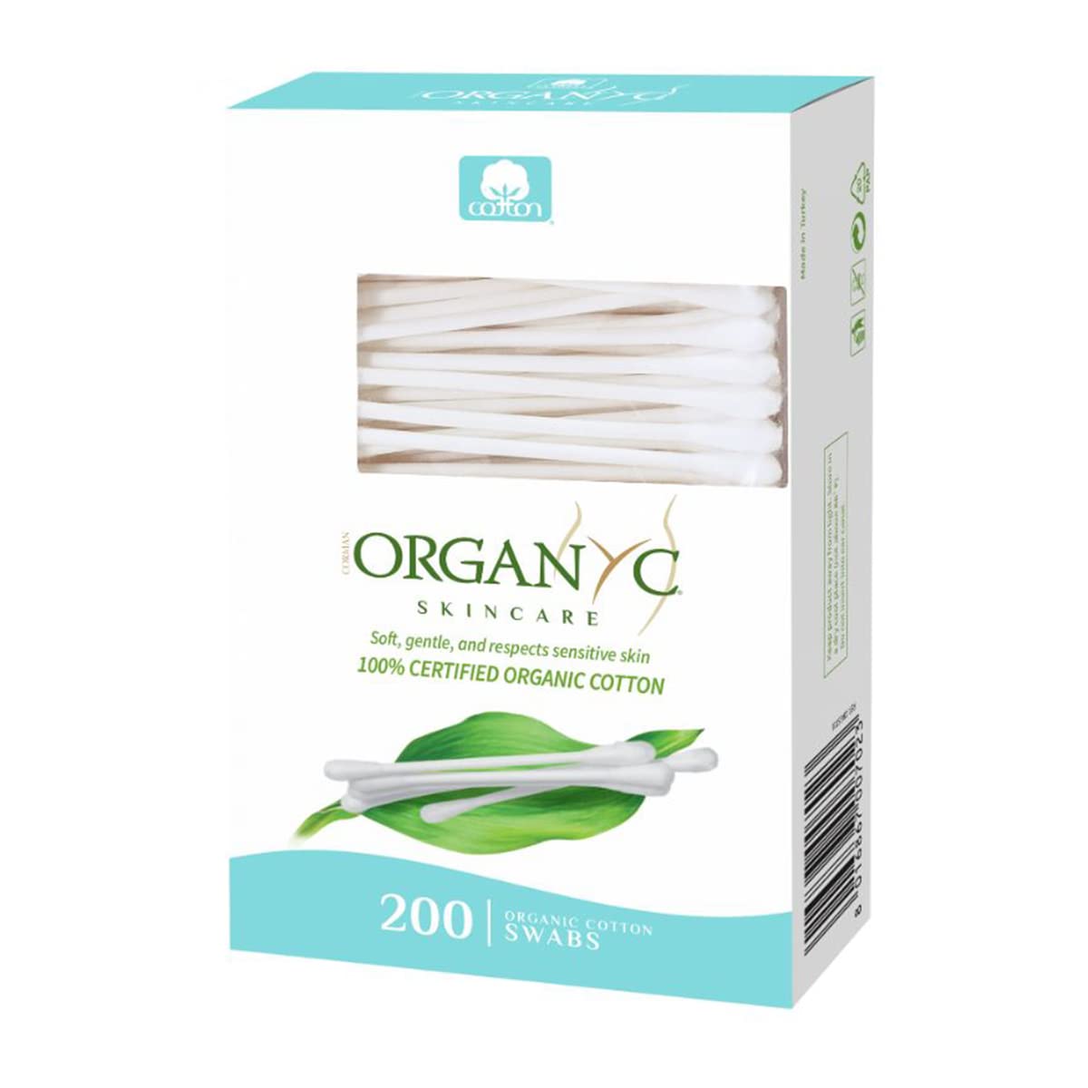 Organyc - 100% Certified Organic Cotton Swabs - No Man-Made Materials 200 count (6 Pack)