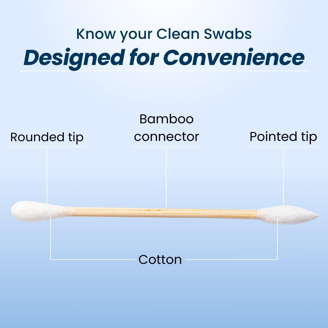 Clean Skin Club Clean Swabs, 2 Pack, 1000 Total Count, One Pointed Tip, Biodegradable + Organic Cotton & Bamboo, Makeup & Nail Polish EyelinerTouch-ups, Ear Cleaning QTips, Sterile, Hypoallergenic
