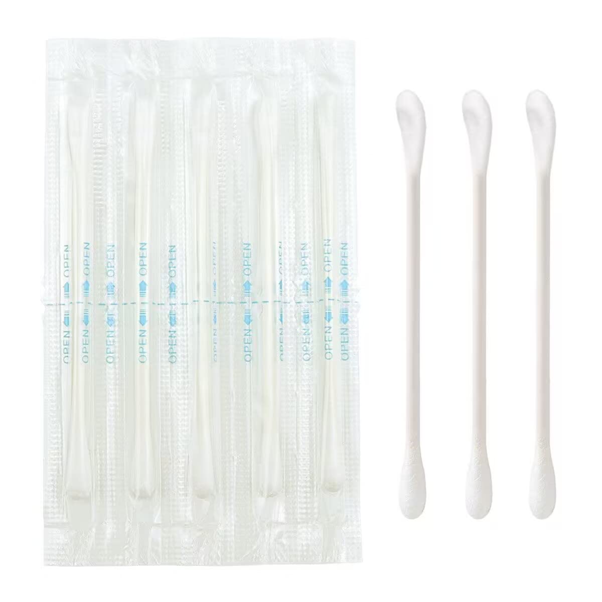 Cotton Swabs - Individually Wrapped Double Tipped Paper Sticks for Ear, Make-up, 100 Count (White, Round/Pointed End)