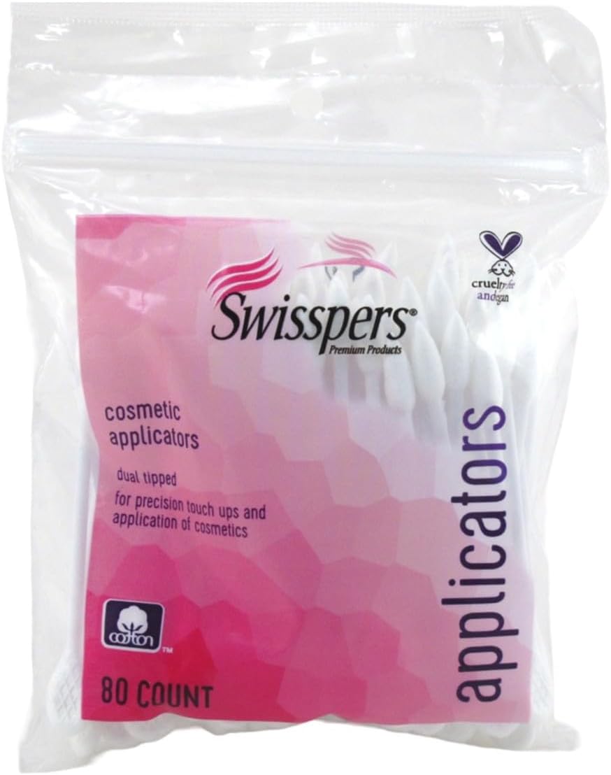 Swisspers Cotton Swabs 80 Count Cosmetic Applicators (Pack of 3)