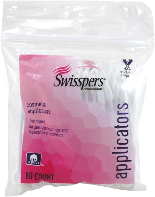 Swisspers Cotton Swabs 80 Count Cosmetic Applicators (Pack of 3)