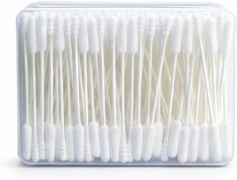 Terporium Dual-Tip Cotton Swabs (200pcs) | 4.75” Reinforced & Bendable Multi-Purpose Swabs with Extra Long Cylindrical and Smaller Spiral Tips | 100% Organic Cotton with Recycled Paper Stick