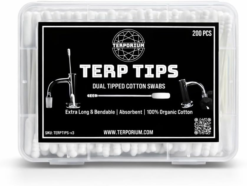 Terporium Dual-Tip Cotton Swabs (200pcs) | 4.75” Reinforced & Bendable Multi-Purpose Swabs with Extra Long Cylindrical and Smaller Spiral Tips | 100% Organic Cotton with Recycled Paper Stick
