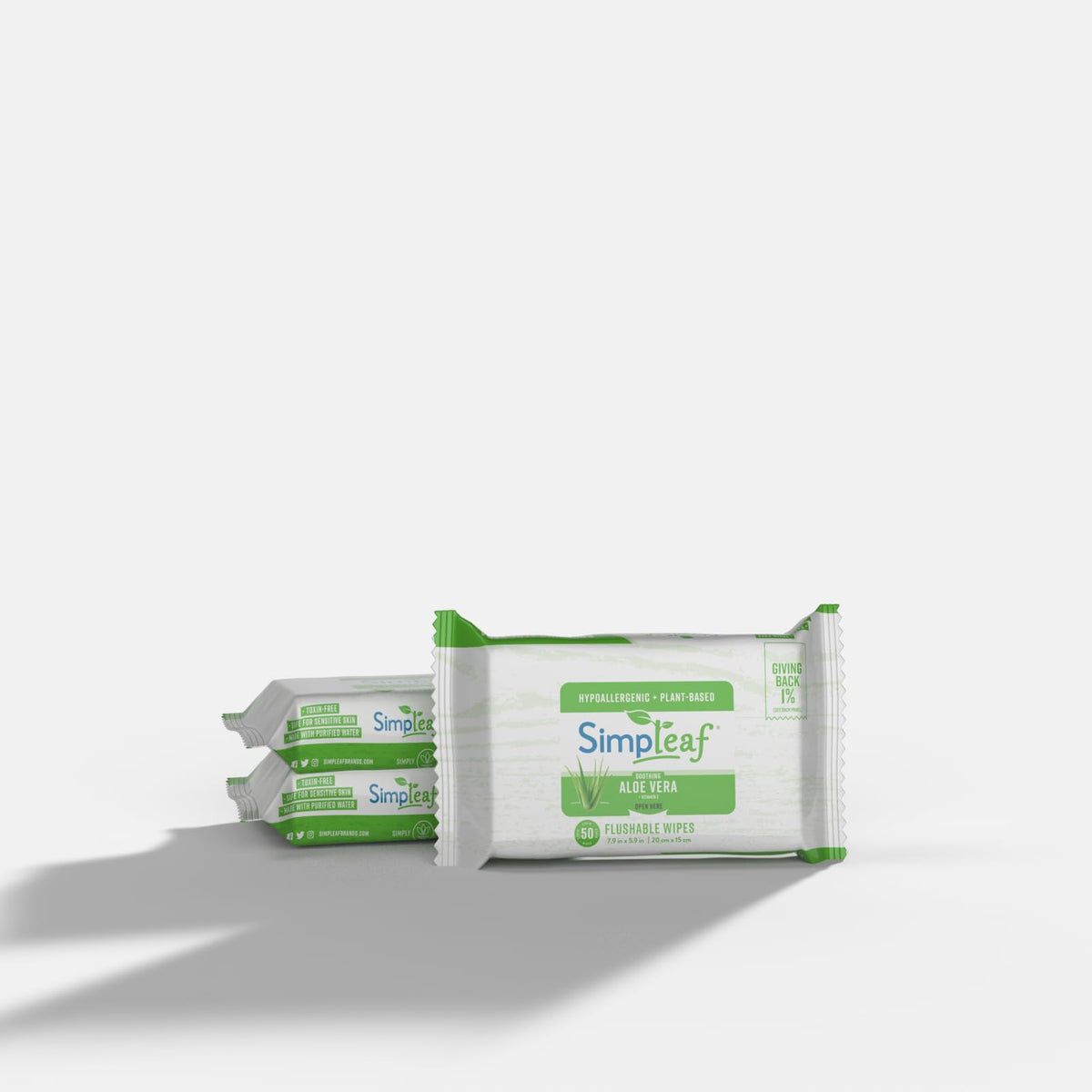 Simpleaf Flushable Wet Wipes Aloe Vera | Plastic Free, Paraben & Alcohol Free | Hypoallergenic & Safe for Sensitive Skin | Soothing Aloe Formula | Adult Toilet Wipes (6 x 50 Count Pack) 300 Count