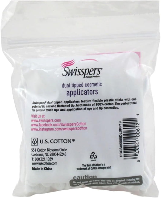 Swisspers Cotton Swabs 80 Count Cosmetic Applicators (Pack of 3)