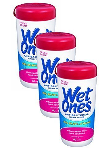 Wet Ones Antibacterial Hand Wipes, Tropical Splash, 40 ct Canister (6 Pack)