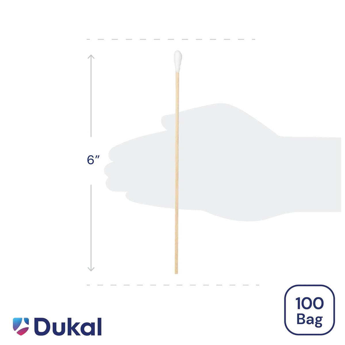 Dukal 9006-BX Cotton Tipped Applicator, Non-Sterile, 6" (Box of 10bgs of 100)(1000 Applicators)