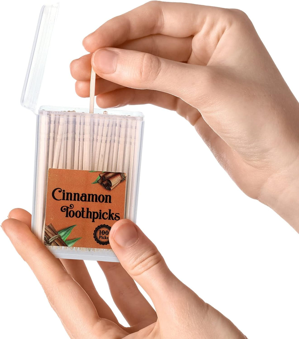 Mumufy 400 Pcs Cinnamon Toothpicks, 4 Clear Plastic Boxes