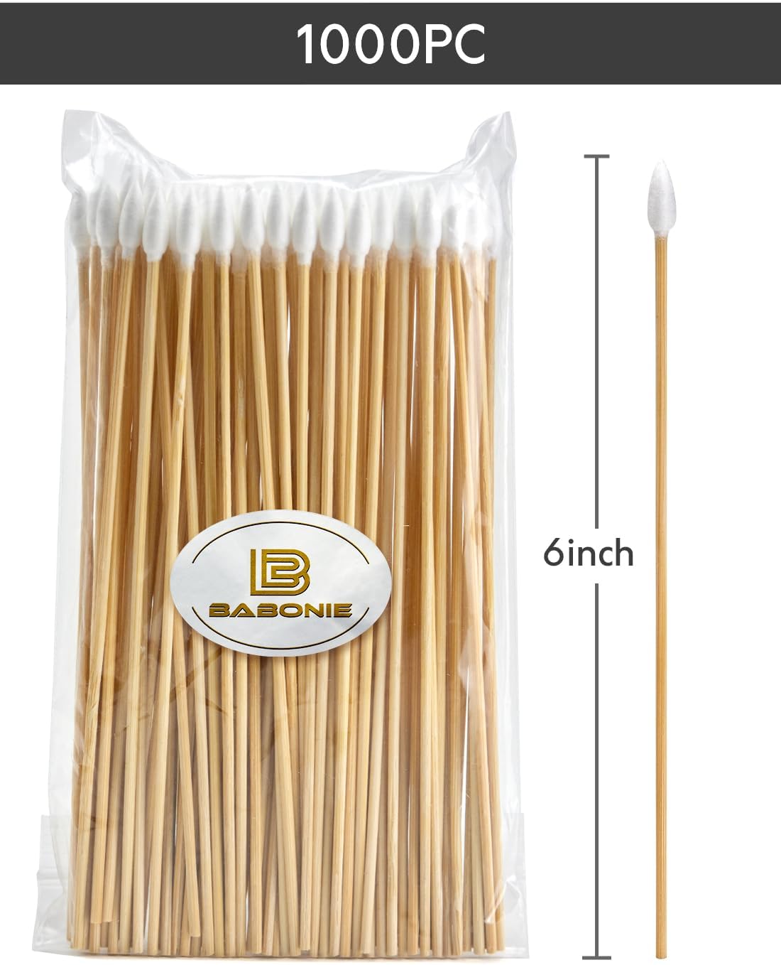 Gun Cleaning Swabs, FSC Bamboo Handle, 6-Inch Lint-Free Swabs